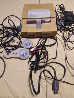 Nintendo SNES Console Bundle - 2 Controllers, 9 Games