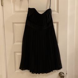 White House Black Market-Size 6 Black Chiffon Strapless Dress
