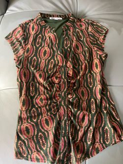 Cap Sleeve Muti-Color Pattern Blouse
