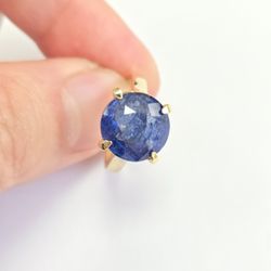 7.03 Carat Sapphire Ring 14k Yellow Gold 