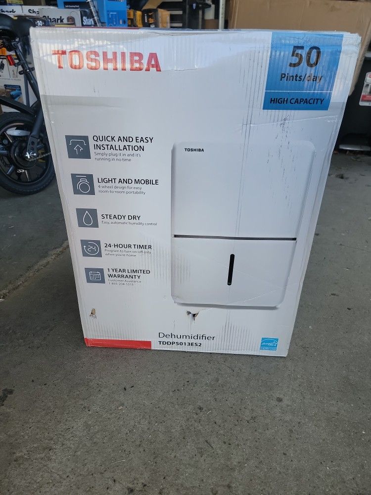 TOSHIBA 50-PINT 115-VOLT ENERGY STAR MOST EFFICIENT DEHUMIDIFIER WITH CONTINUOUS OPERATING FUNCTION COVERS UP TO 4,500 SQ. FT.