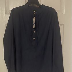 Brand New Ann Klein Denim Long Sleeves Top Size XL 