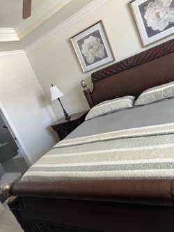Five pieces brown bedroom set