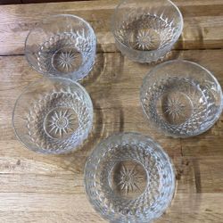 set of five Vintage Arcoroc Glass Fruit Bowl w/ Starburst
