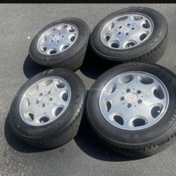 4 - 195/65r15 5x112 5x4.41 Mercedes Stock Wheels Vw Audi Rims With Good 80% Treads Tires!!!!!