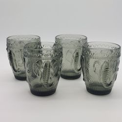 4 Smokey Gray ELEPHANT Glasses. Juice Or Lowball Size. 