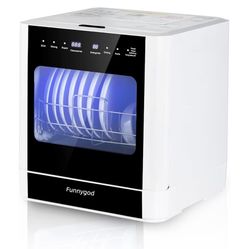 Countertop dishwasher, portable dishwasher, fully automatic, with 4 cleaning modes automatic water suction drying and disinfection functions can be co