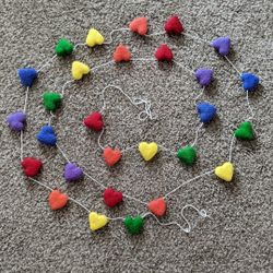 Rainbow Heart Felt Garland Decor