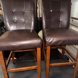 High Top Brown Leather Chairs