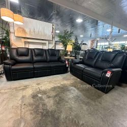 2Pcs Power Recliner Set, Easy Finance, Black Color, SKU#108087-C