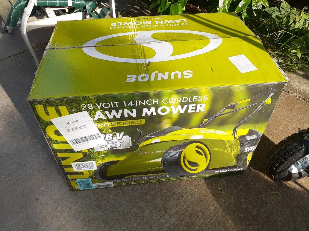 Very slightly used Sun Joe cordless lawn mower