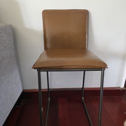 Saddle Tan Faux Leather Barstool Counter Height Lounge Chair Metal 
