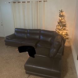Black leather sectional  sofa
