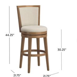 Swivel barstool - solid wood and fabric