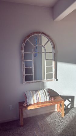 Nice Farm-style Mirror $75 OR Sturdy Wood Bench $65