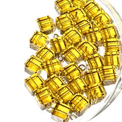 Square Citrine Glass Beads