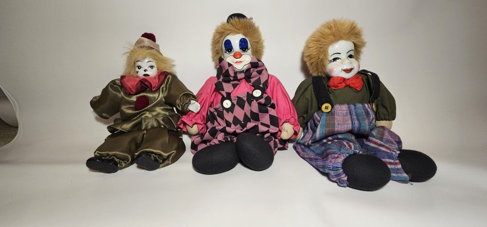 Rare Vintage Star Collection German Collectible Porcelain Faced Clown Doll