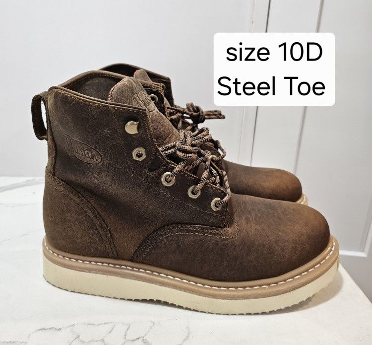 Justin Steel Toe Work Boots Size 10