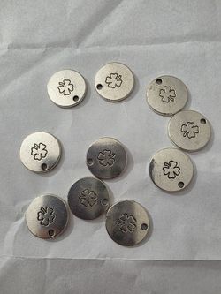 Silver Four-Leaf Clover Coin Charms – Set of 10