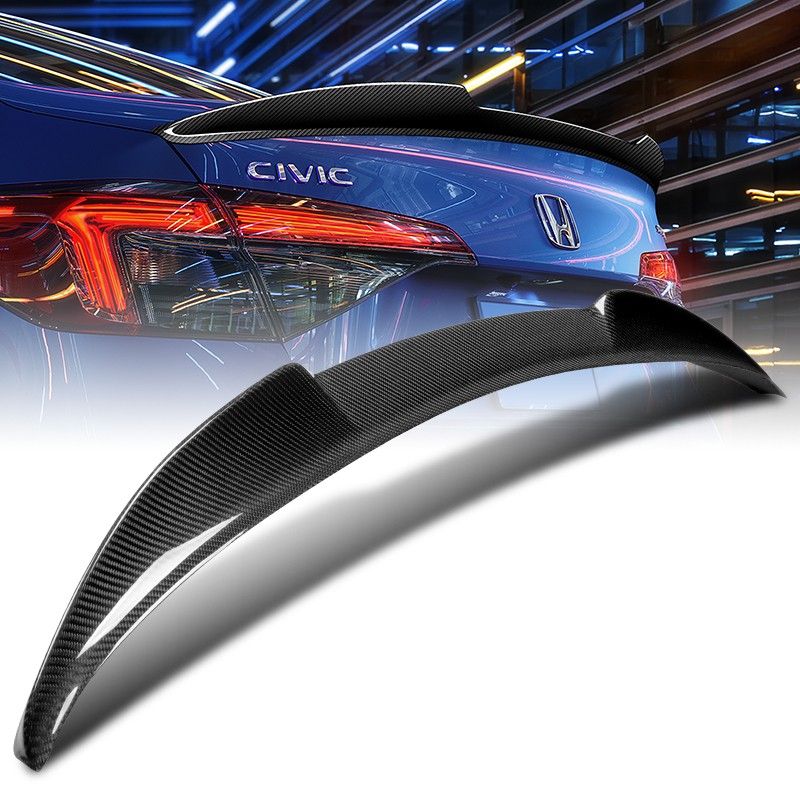 For 2022-2023 Honda Civic 11th Gen Sedan V-Style Carbon Fiber Trunk Lid Spoiler -(2-SPC-6430-CF