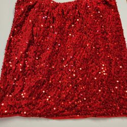 Women's GORGEOUS BOLD RED Sequins & Velour Party Skirt