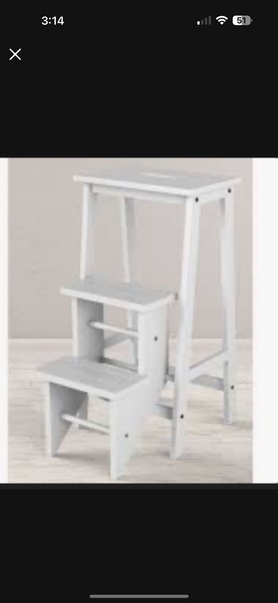 Folding Wooden Step stool White