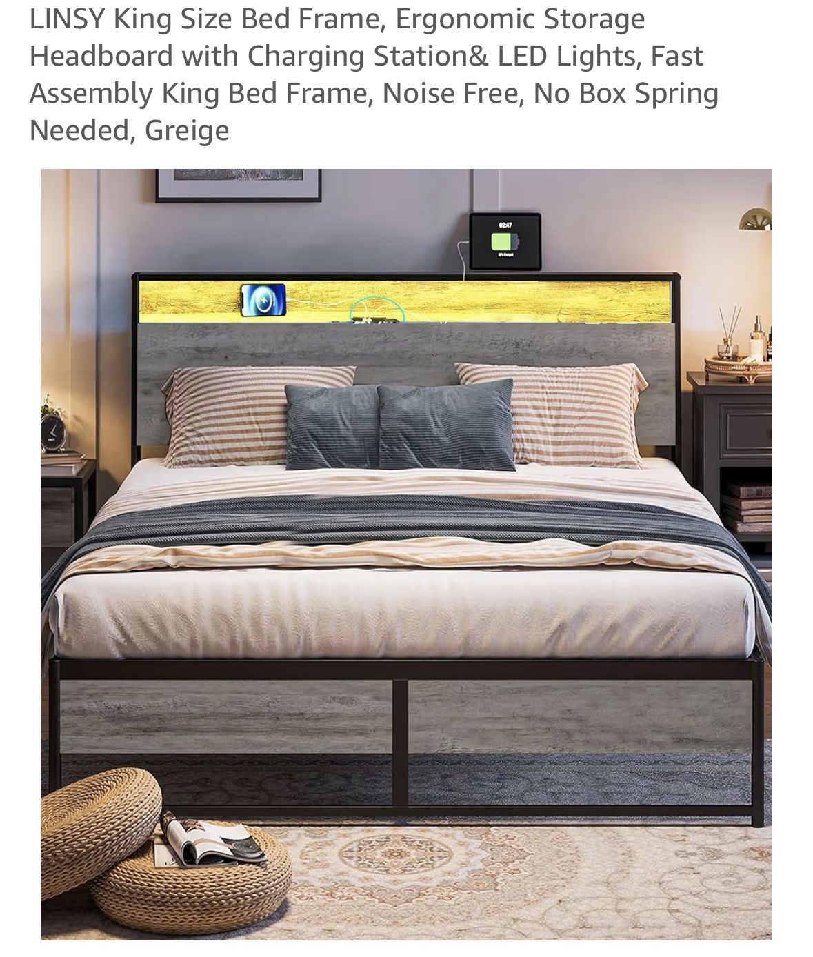 King size Bed Frame With Headboard