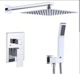 FLG Single Handle 1-Spray Shower Faucet 12 in. Wall Mount Shower System 1.8 GPM with Ceramic Disc Valves in Polished Chrome
