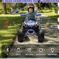 MUKIDY 24V Kids ATV 4-Wheeler, 24 Volt Ride on Toy for 3-8 Kid w/ 2x200W Motor, 5Mph Max Speed - Purple