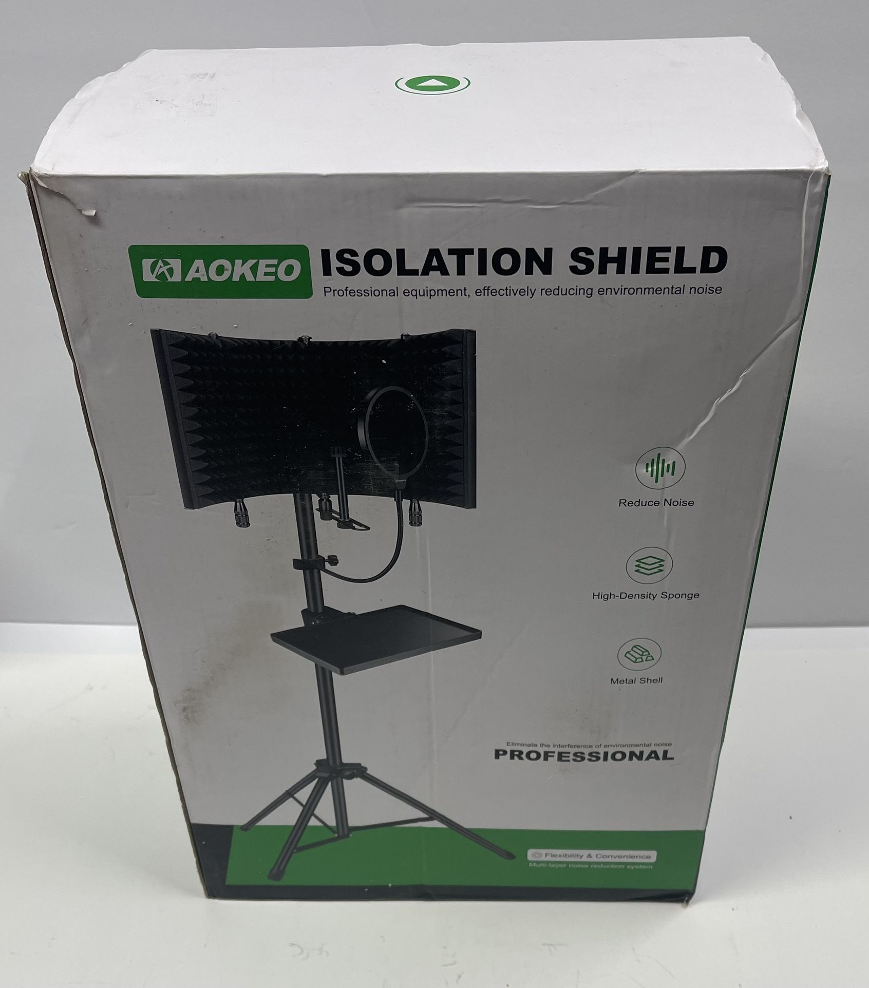 Microphone Isolation Shield with Pop Filter & Tripod Stand and Tray Table