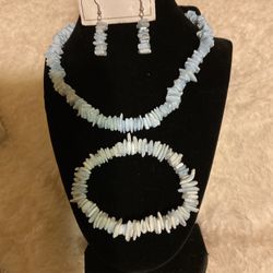 Handmade Shell Necklace,bracelet,and Matching Earrings (Philippines )