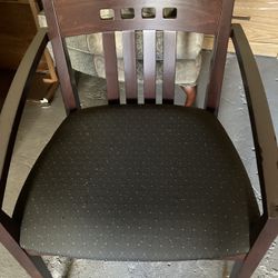 2 Office Chairs Black And Cherry Wood