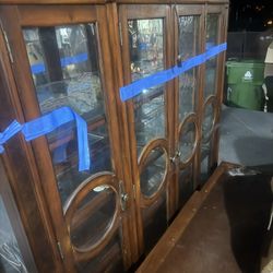 Two Piece Solid Wood China Cabinet 