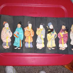 Antique Cineese Imortal Silk And Paper Dolls Set Of 8