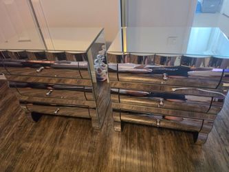 Mirrored 3-Drawer Dresser Set of 2 Free