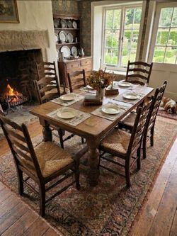 Set of Five 2/5/7 Vintage Antique Shaker Dining Accent Chairs Old Money Cottage Cabin Farmhouse Nouveau Pauvre Maximalist Eclectic 


Poirot stood and