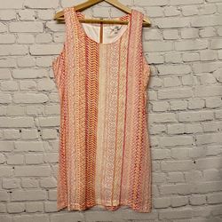 Charming Charlie Women’s Coral Print Stripe Tank Midi Dress Size Large NWT