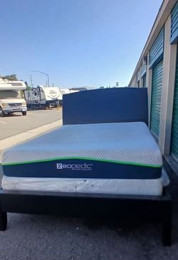 QUEEN BED FRAME WITH BOX AND MATTRESS