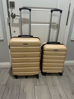 Coolife Beige / Tan Luggage Set, 2 Piece Lightweight Durable Hardshell