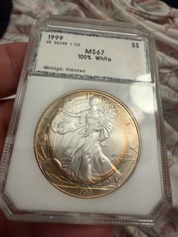 1999 American silver eagle dollar super rainbow 🌈 toner