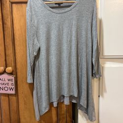 Flowing Grey Top With Half See Through On Back