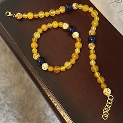 Yellow Agate Anklet/Bracelet Set 