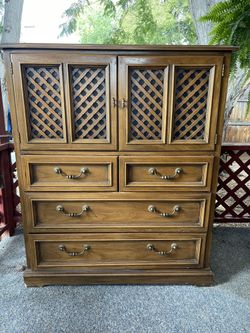 Vintage Drexel "Esperanto" Solid Wood Armoire