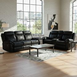 Recliner (Set of 2pc), Loveseat Sofa, 3-Seater Couch