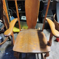 Antique 19th Century Tiger Oak Rocking Chair 