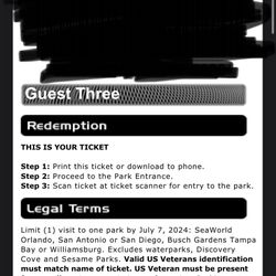 4 Seaworld or Busch Gardens Tickets