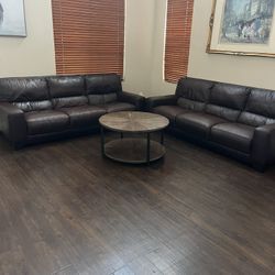 2 Macys genuine Leather Top Quality Large Sofas (6k Originally)