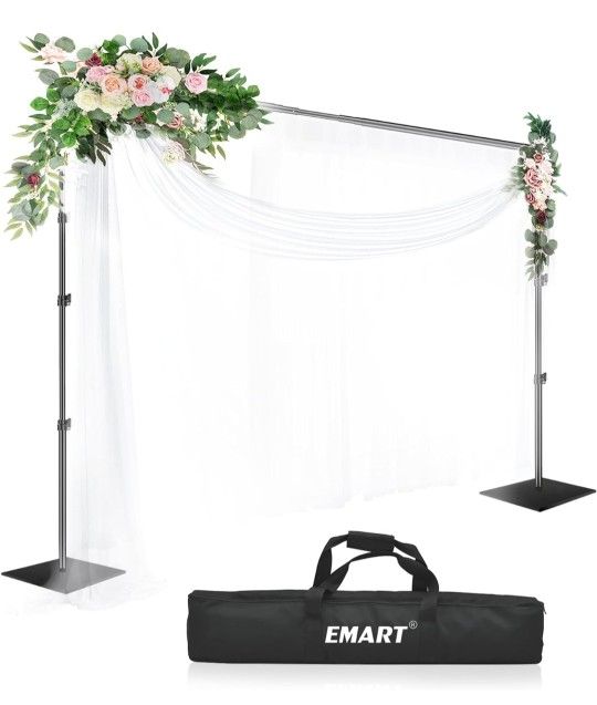 EMART 10x10ft Pipe and Drape Backdrop Stand Kit, Heavy Duty Backdrop Stand with Metal Steel Base Adjustable Photo Backdrop Stand Kit for Parties, Phot