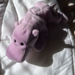 Happy Hippo 4061 TY Beanie Baby * RARE CLEAR PLASTIC STICKER ON TUSH TAG