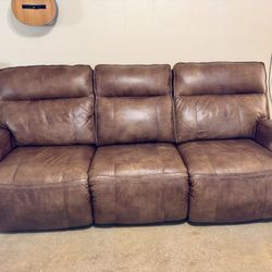 *Real Leather* Power Reclining Couch + Loveseat – Good Condition! 